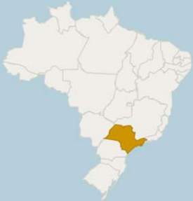 Localização geográfica do estado de São Paulo no Brasil