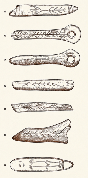 ilustra&ccedil;&atilde;o com exemplos de ferramentas do Per&iacute;odo Paleol&iacute;tico