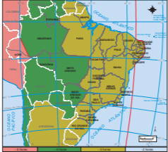 Mapa pequeno dos fusos horários do Brasil