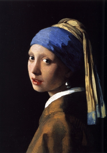 Pintura mostrando uma menina com um turbante na cabe&ccedil;a