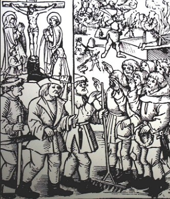 Ilustra&ccedil;&atilde;o retratando a Guerra dos Camponeses na Alemanha em 1521