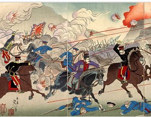 Pintura retratando a Guerra Russo-Japonesa