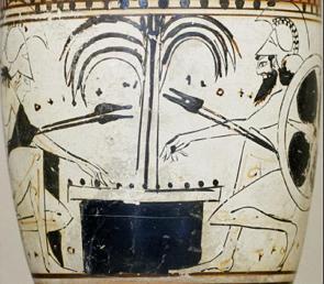 Pintura em vaso grego de Ajax e Aquiles jogando dados