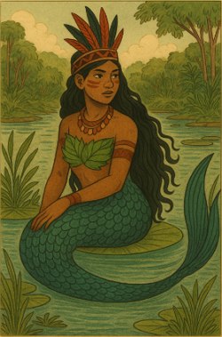 Desenho de sereia ind&iacute;gena (Iara) que vive nas &aacute;guas dos rios da Amaz&ocirc;nia