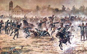 Pintura da Batalha de San Lorenzo durante a Independência da Argentina