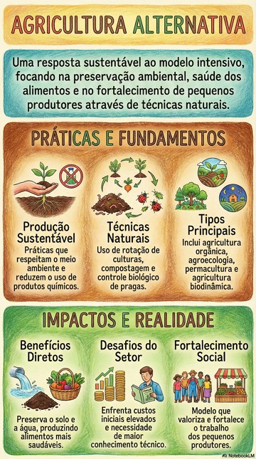 Infogr&aacute;fico sobre agricultura alternativa e suas caracter&iacute;sticas