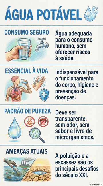 Infogr&aacute;fico did&aacute;tico sobre as caracter&iacute;sticas da &aacute;gua pot&aacute;vel