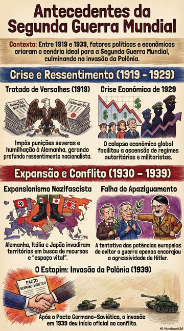 Infogr&aacute;fico mostrando de forma resumida os antecedentes da Segunda Guerra Mundial