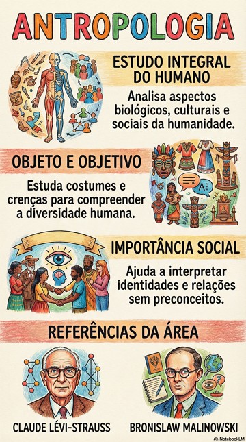 Infogr&aacute;fico did&aacute;tico e resumido sobre Antropologia