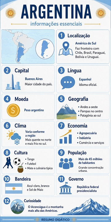 Infogr&aacute;fico did&aacute;tico sobre a Argentina