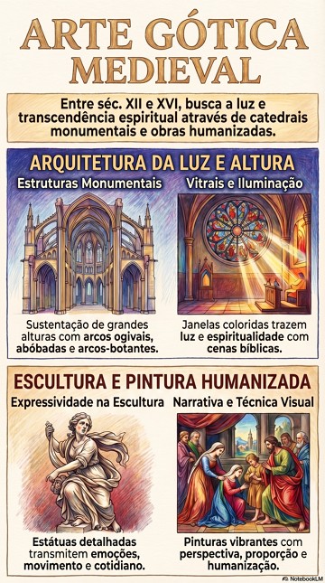 Infogr&aacute;fico com resumo das caracter&iacute;sticas da arte g&oacute;tica