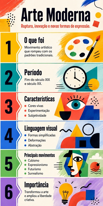 Infogr&aacute;fico com s&iacute;ntese sobre a Arte Moderna