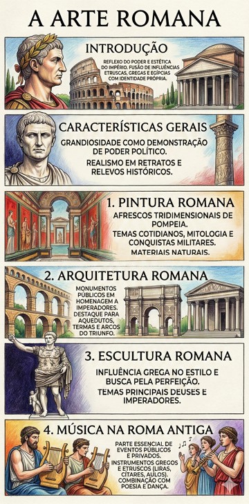 Infogr&aacute;fico com as caracter&iacute;sticas da arte romana antiga