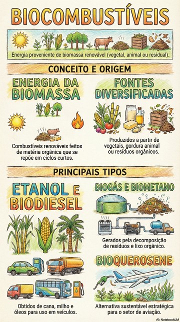 Infogr&aacute;fico sobre Biocombust&iacute;veis com exemplos