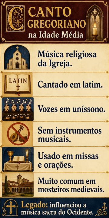 Infogr&aacute;fico sobre o Canto Gregoriano na Idade M&eacute;dia