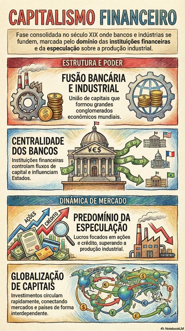 Infogr&aacute;fico com as caracter&iacute;sticas principais do capitalismo financeiro