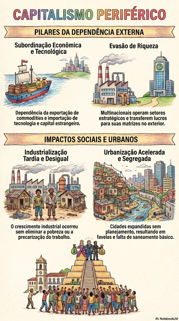 Infogr&aacute;fico sobre as principais caracter&iacute;sticas do capitalismo perif&eacute;rico
