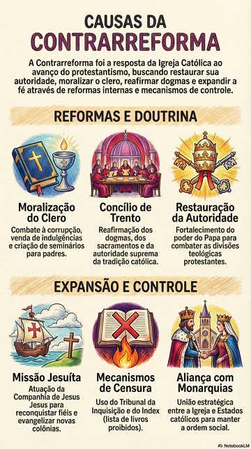 Infogr&aacute;fico resumido com as principais causas da Contrarreforma cat&oacute;lica
