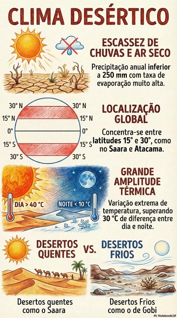 Infogr&aacute;fico com as caracter&iacute;sticas do clima des&eacute;rtico