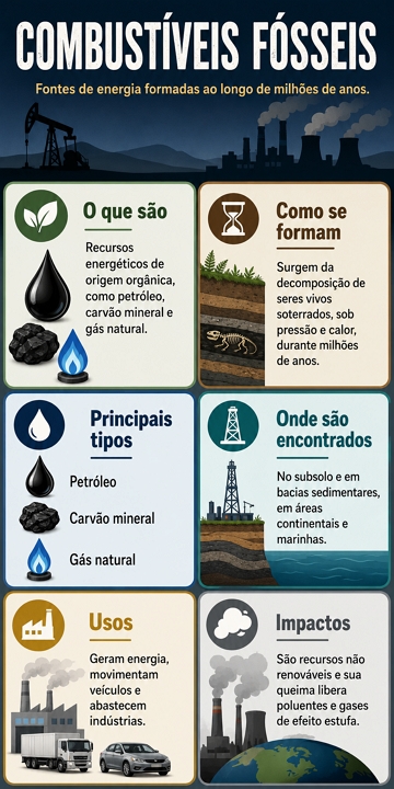 Infogr&aacute;fico sobre os combust&iacute;veis f&oacute;sseis