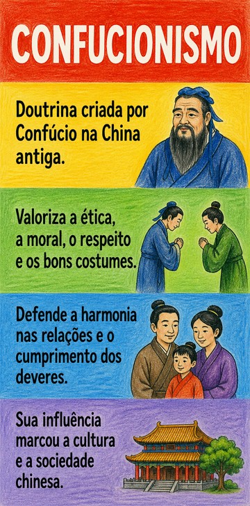 Infogr&aacute;fico did&aacute;tico e resumido sobre o Confucionismo