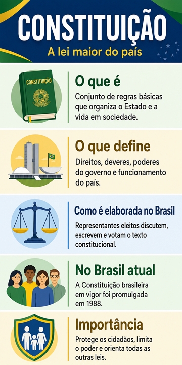 Infogr&aacute;fico explicando o que &eacute; a Constitui&ccedil;&atilde;o