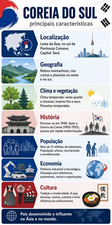 Infogr&aacute;fico sobre a Coreia do Sul