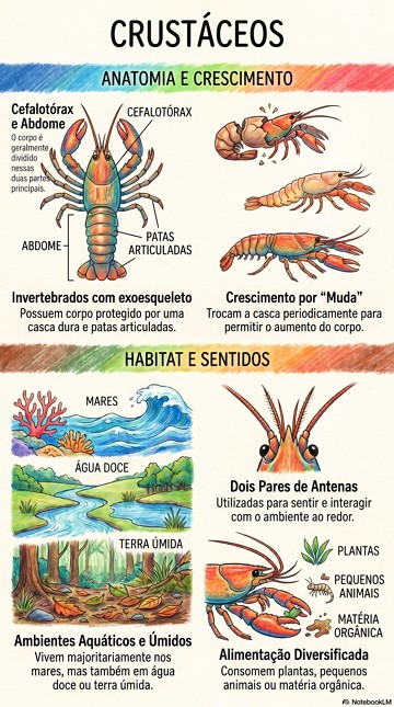 Infogr&aacute;fico did&aacute;tico sobre os crust&aacute;ceos