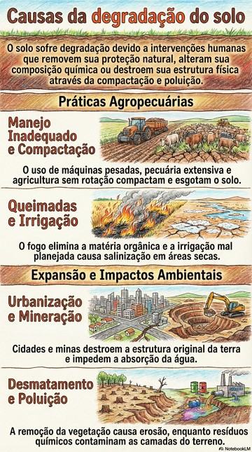 Infogr&aacute;fico sobre as causas da degrada&ccedil;&atilde;o do solo