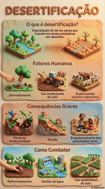 Infogr&aacute;fico explicando a desertifica&ccedil;&atilde;o