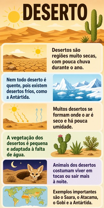 Infogr&aacute;fico sobre deserto e suas caracter&iacute;sticas