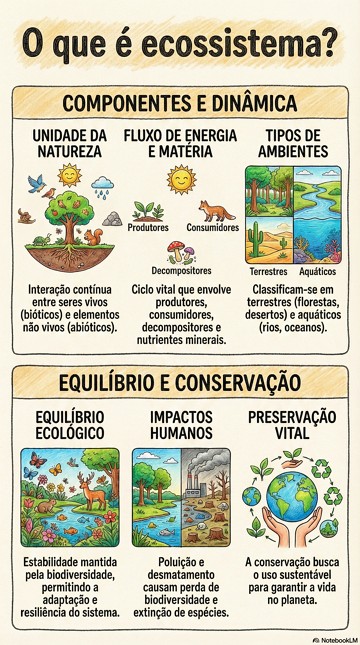 Infogr&aacute;fico com s&iacute;ntese sobre ecossistema