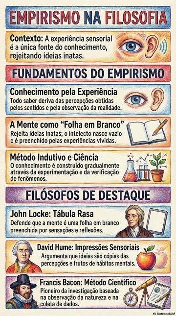 Infogr&aacute;fico sobre as caracter&iacute;sticas e fil&oacute;sofos do Empirismo