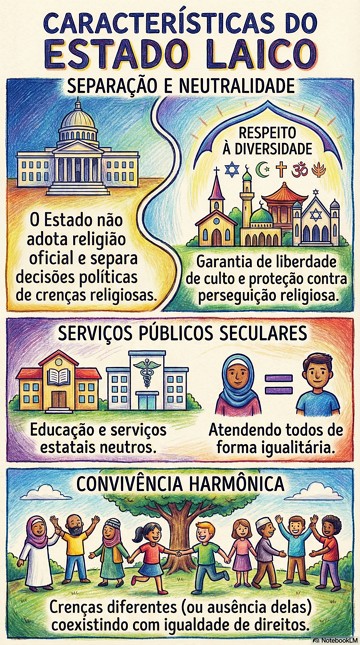 Infogr&aacute;fico com as caracter&iacute;sticas do Estado Laico