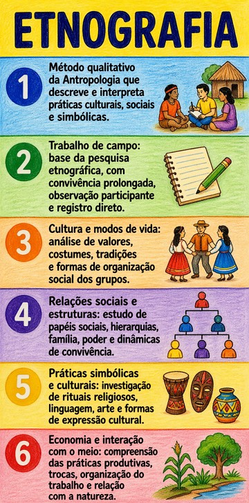 Infogr&aacute;fico com resumo sobre Etnografia