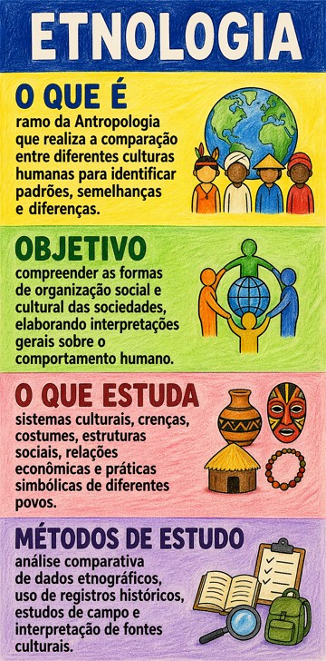 Infogr&aacute;fico com resumo sobre Etnologia