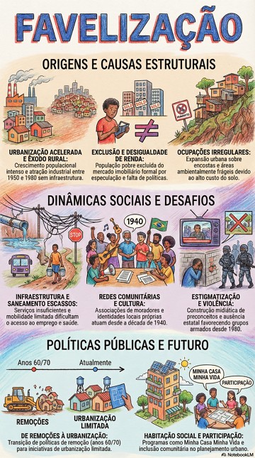 Infogr&aacute;fico com s&iacute;ntese sobre a faveliza&ccedil;&atilde;o