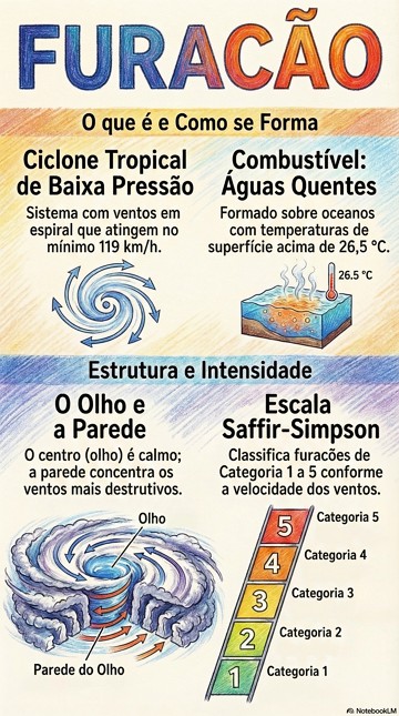 Infogr&aacute;fico sobre as caracter&iacute;sticas dos furac&otilde;es