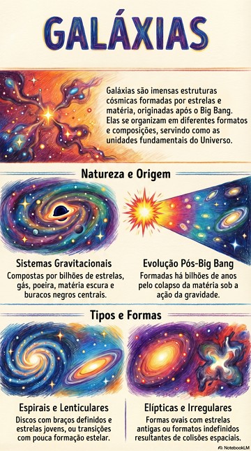 Infogr&aacute;fico did&aacute;tico sobre as gal&aacute;xias