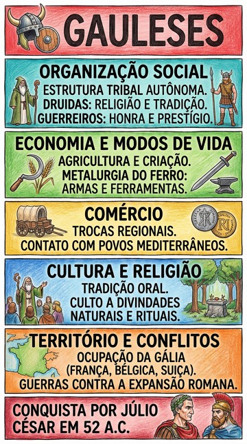 Infogr&aacute;fico com resumo sobre os Gauleses