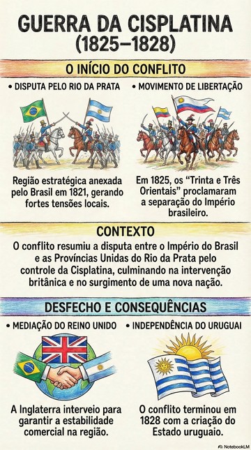 Infogr&aacute;fico com resumo sobre a Guerra da Cisplatina