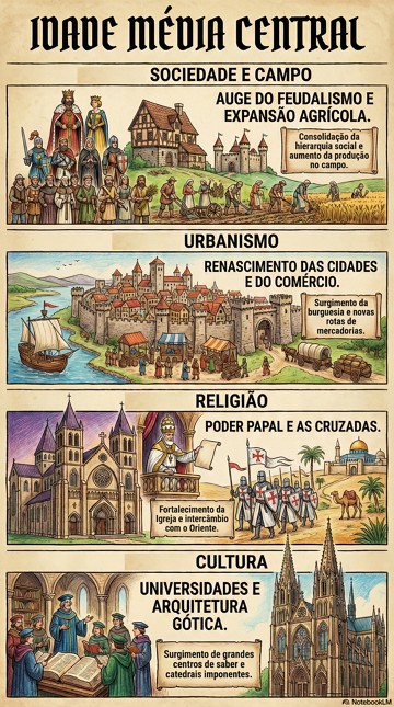 Infogr&aacute;fico com s&iacute;ntese sobre a Idade M&eacute;dia Central