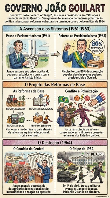 Infogr&aacute;fico did&aacute;tico focando no Governo Jo&atilde;o Goulart