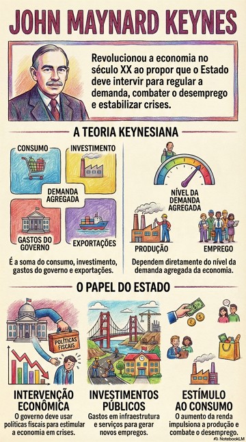 Infogr&aacute;fico sobre Keynes e suas teorias econ&ocirc;micas