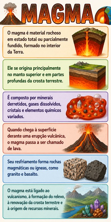Infogr&aacute;fico com resumo sobre o magma