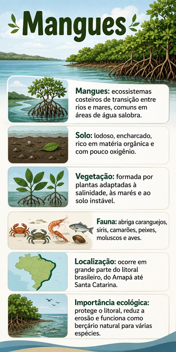Infogr&aacute;fico resumido e did&aacute;tico sobre os mangues