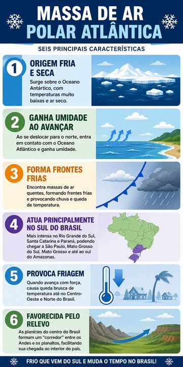 Infogr&aacute;fico da Massa de Ar POlar Atl&acirc;ntica