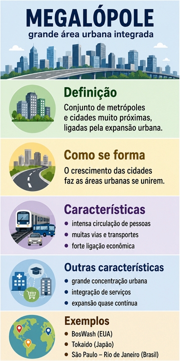 Infogr&aacute;fico explicando o que &eacute; uma megal&oacute;pole
