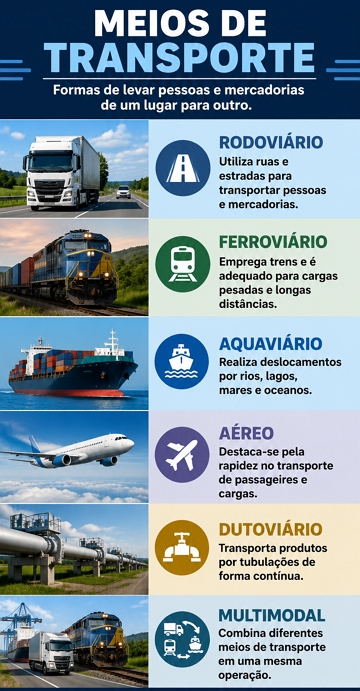 Infogr&aacute;fico sobre os Meios de Transporte