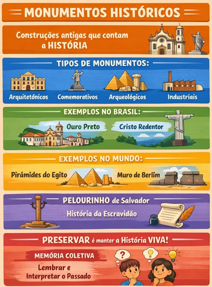 Infogr&aacute;fico sobre Monumentos hist&oacute;ricos e suas caracter&iacute;sticas